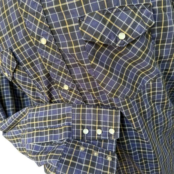 Wrangler Vintage Pearl Snap Western Plaid Long Sleeve Men's Shirt Size XL - Picture 9 of 12